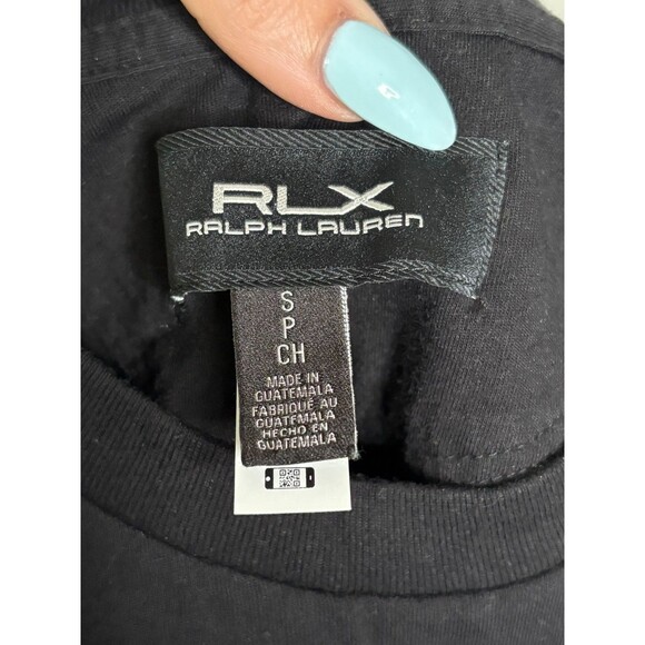 RLX Ralph Lauren Women's Cropped Crop T‎ Shirt Top Black Oversized Size Small S - Picture 3 of 4